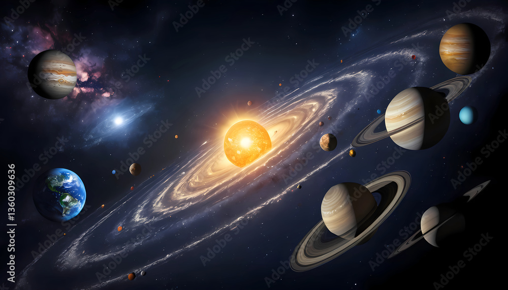 Fototapeta premium A Spectacular Vision of the Solar System in Cosmic Alignment