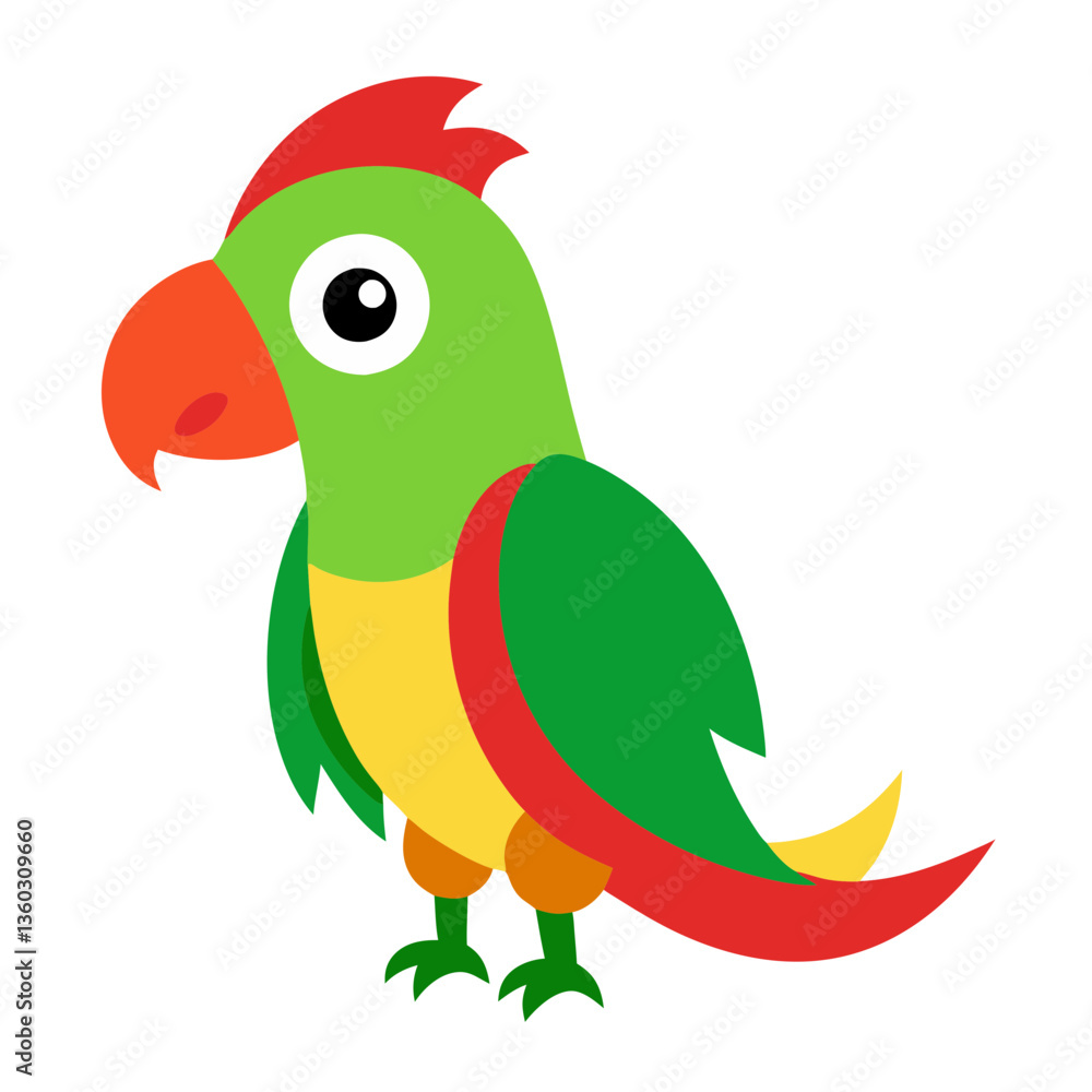 Fototapeta premium a vibrant cartoon parrot with a colorful plumage, a playful and inviting feel vector illustration