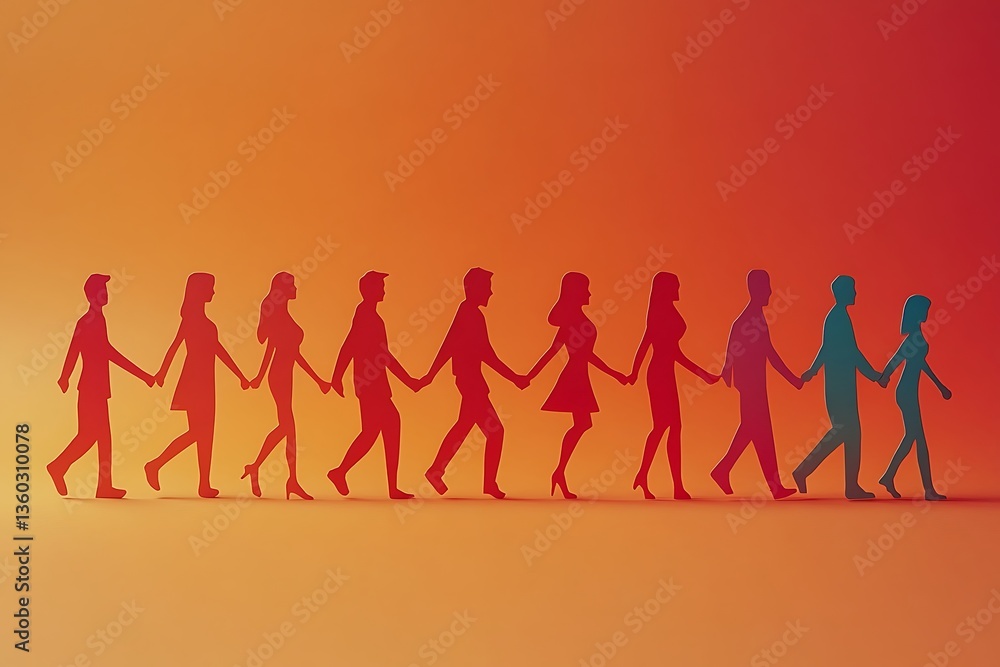 Paper People Walking Together in Unity Paper People Walking Together in Unity