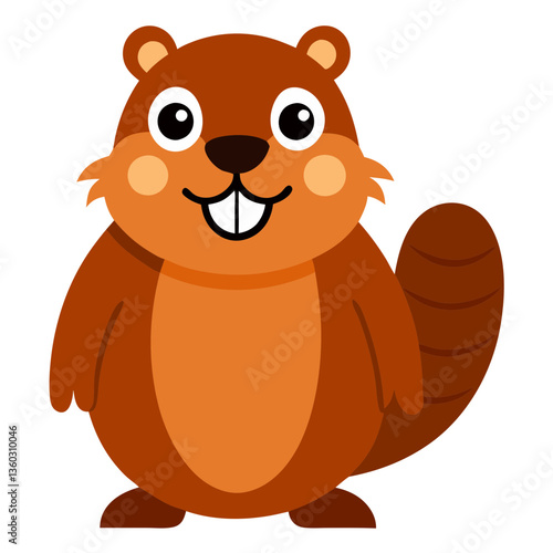 a charming cartoon beaver with buck teeth and a friendly expression, designed in a simple, engaging style. vector illustration