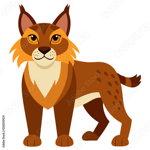 a vibrant illustration of a lynx standing tall and gazing forward, showcasing its striking features