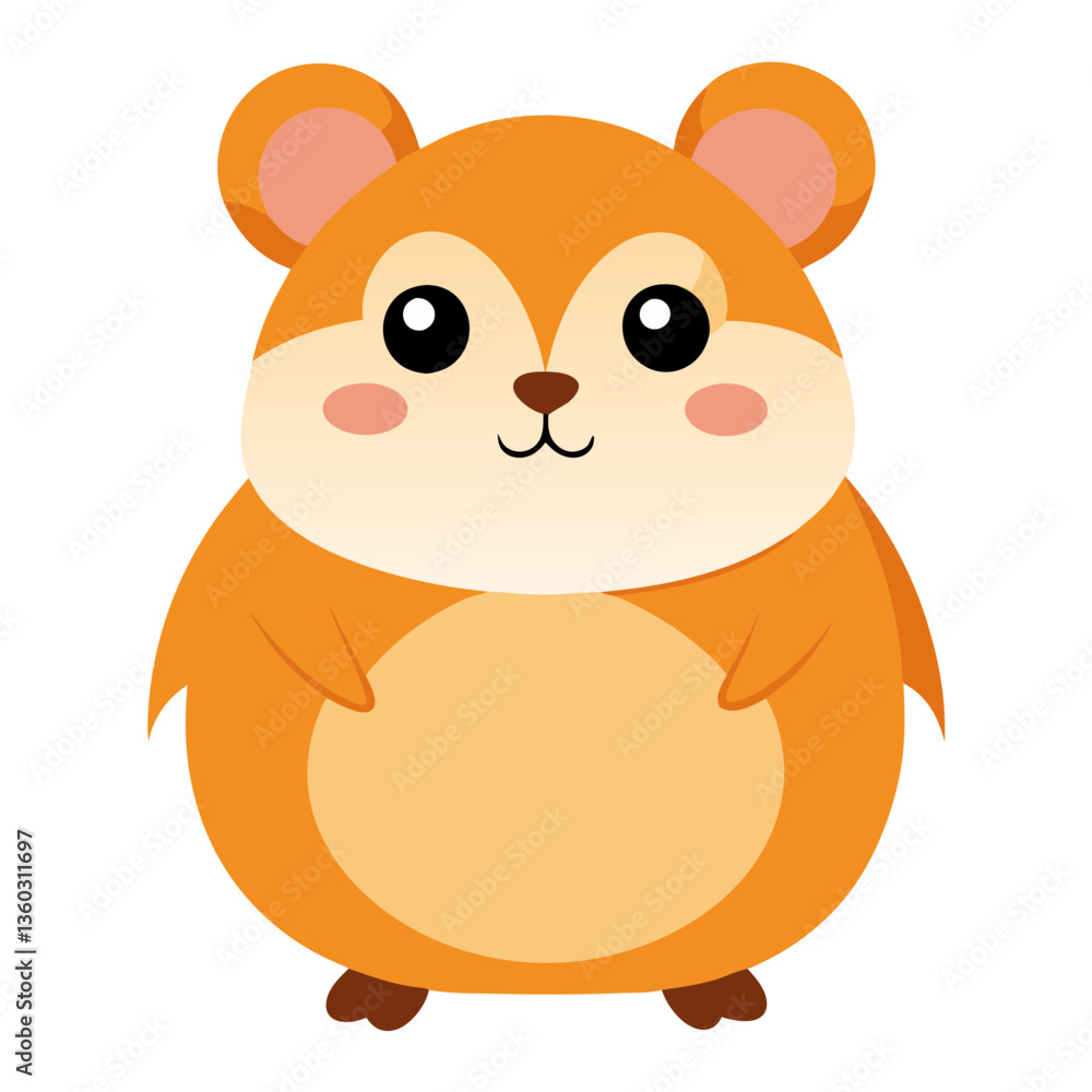 Fototapeta premium cute hamster illustration with adorable features. The hamster has fluffy fur, large round eyes, and a cheerful expression. 