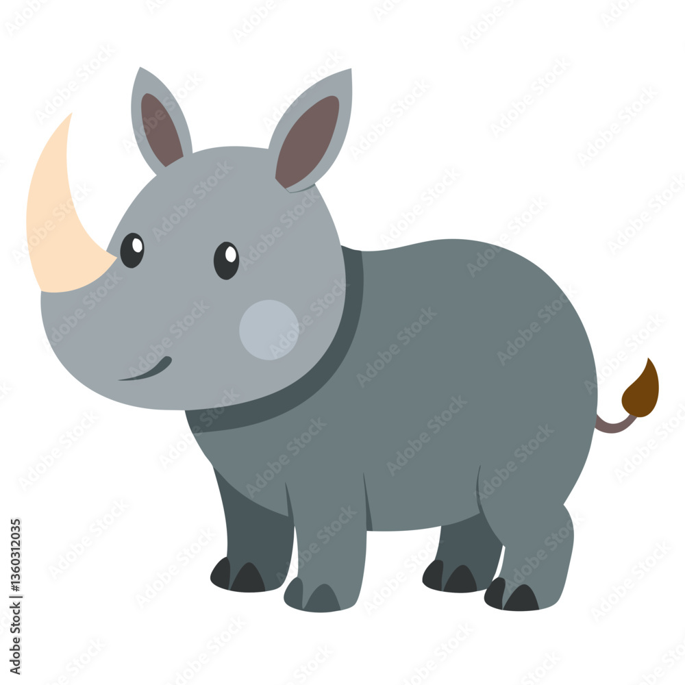 an adorable rhino with a friendly expression, full of joy. The rhino is standing, showcasing its charming features and delightful form vector illustration an adorable rhino with a friendly expression, full of joy. The rhino is standing, showcasing its charming features and delightful form vector illustration