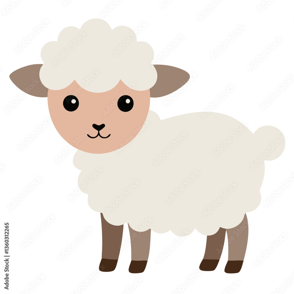 cute cartoon sheep character with its wooly fur looking. It is perfect for a children's book illustration or design project. The sheep is standing and has a cheerful expression. cute cartoon sheep character with its wooly fur looking. It is perfect for a children's book illustration or design project. The sheep is standing and has a cheerful expression.
