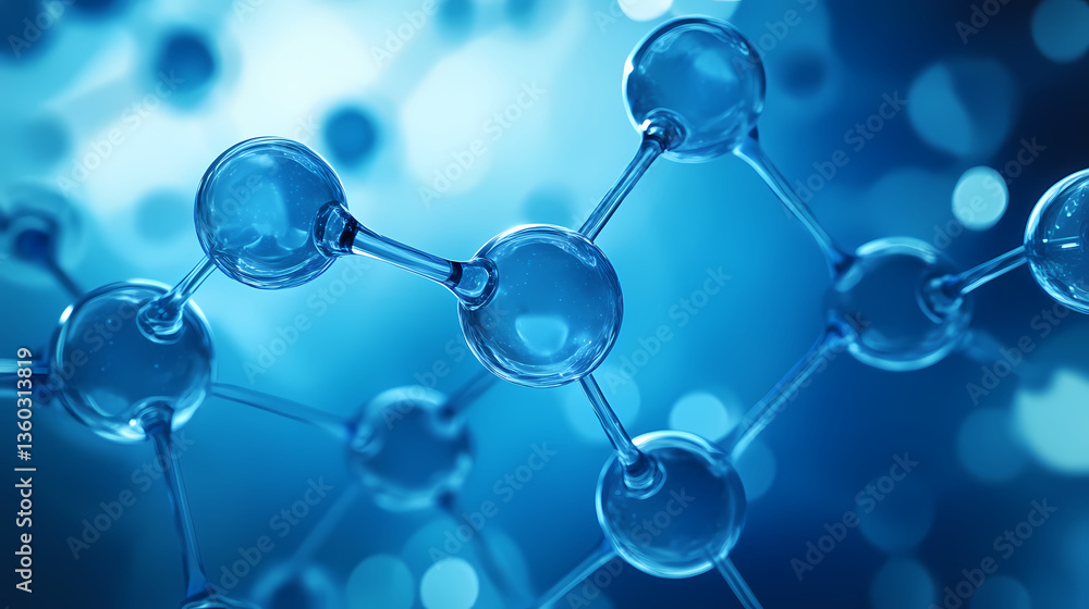 Close-up of Molecular Structure in Blue Close-up of Molecular Structure in Blue