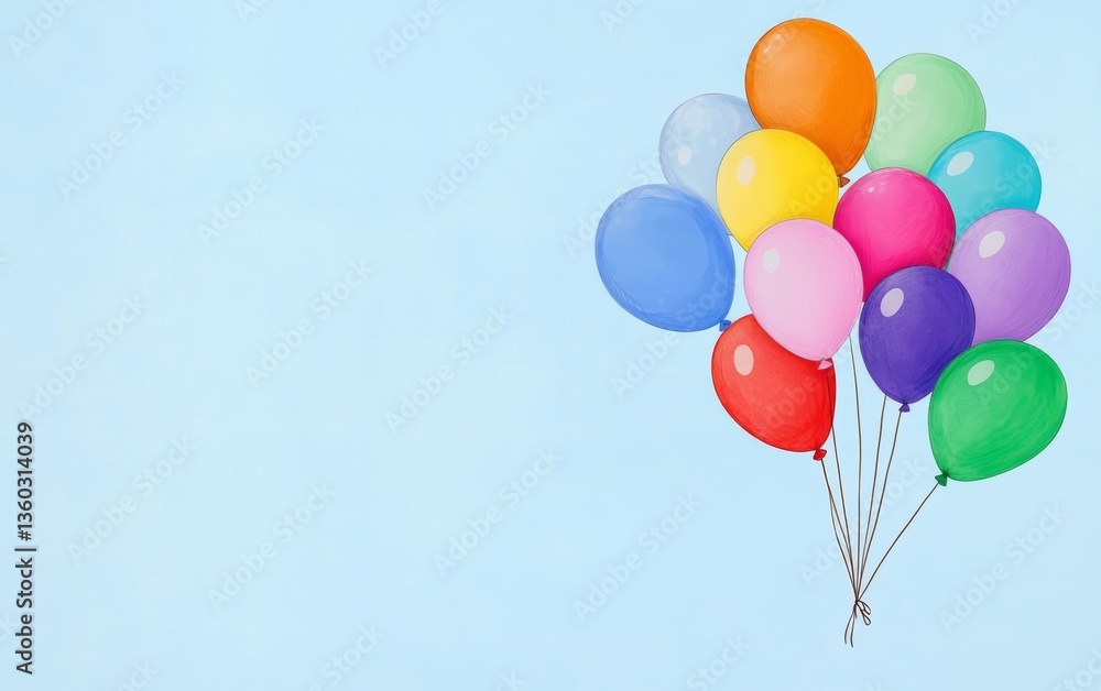 Colorful Balloons Floating Against Blue Sky Background Colorful Balloons Floating Against Blue Sky Background