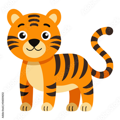 a cute cartoon tiger standing, perfect for children's illustrations