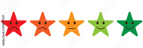 Rating emoji set with stars. Customer feedback. five star rating emoji icon set. emoji feedback scale with star. rating emoji, icon, vector, rating, feedback, vector.
