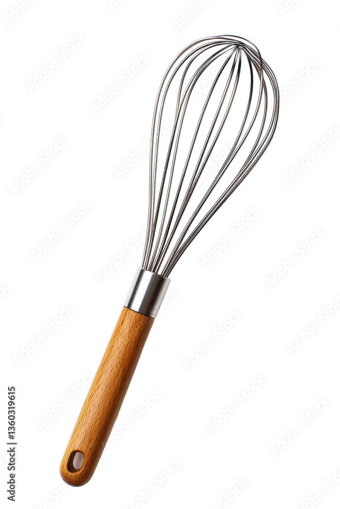 Isolated classic whisk with wooden handle Isolated classic whisk with wooden handle