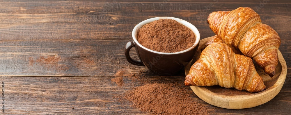 coffee and bakery concept. A recipe board featuring cappuccino instructions, paired with bakery notes on making chocolate-filled croissants coffee and bakery concept. A recipe board featuring cappuccino instructions, paired with bakery notes on making chocolate-filled croissants