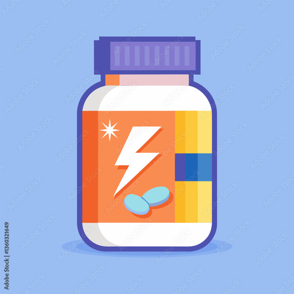 Vector illustration of a jar with vitamins, pills Vector illustration of a jar with vitamins, pills