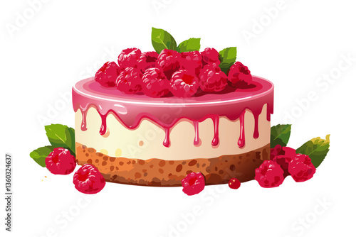 Tarta de queso de frambuesa, fondo blanco, realista, estilo 4k