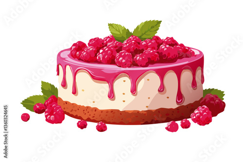 Tarta de queso de frambuesa, fondo blanco, realista, estilo 4k