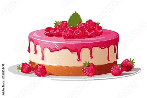 Tarta de queso de frambuesa, fondo blanco, realista, estilo 4k