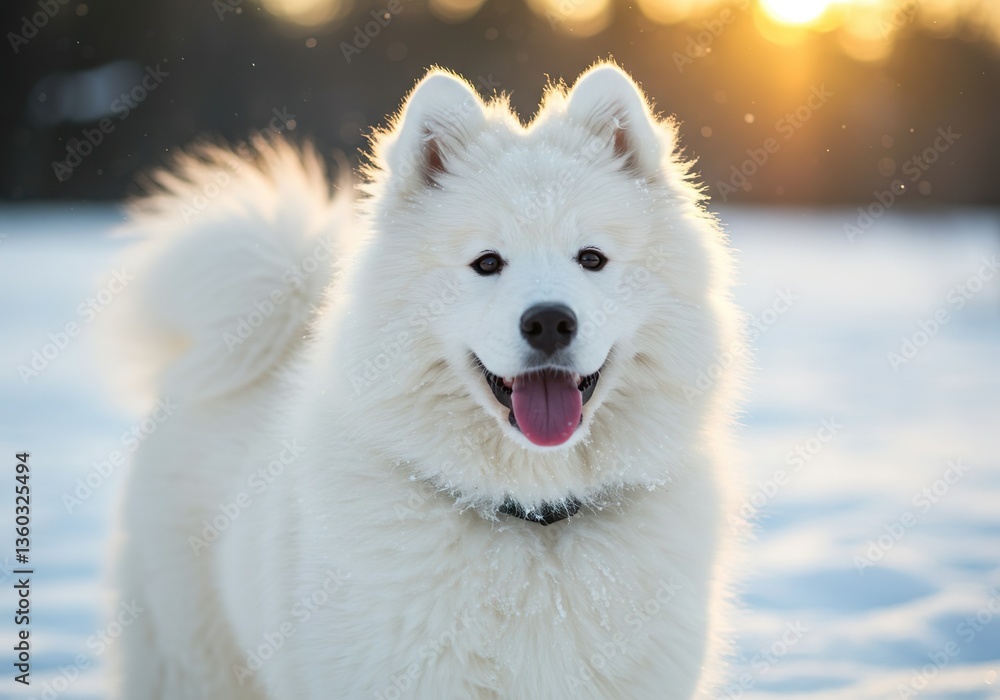 Samoyed Puppy Smiling with Fluffy White Fur – Happy Arctic Dog Samoyed Puppy Smiling with Fluffy White Fur – Happy Arctic Dog