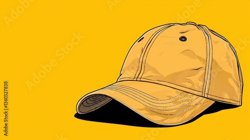 Yellow Pixel Art Baseball Cap on Yellow Background
