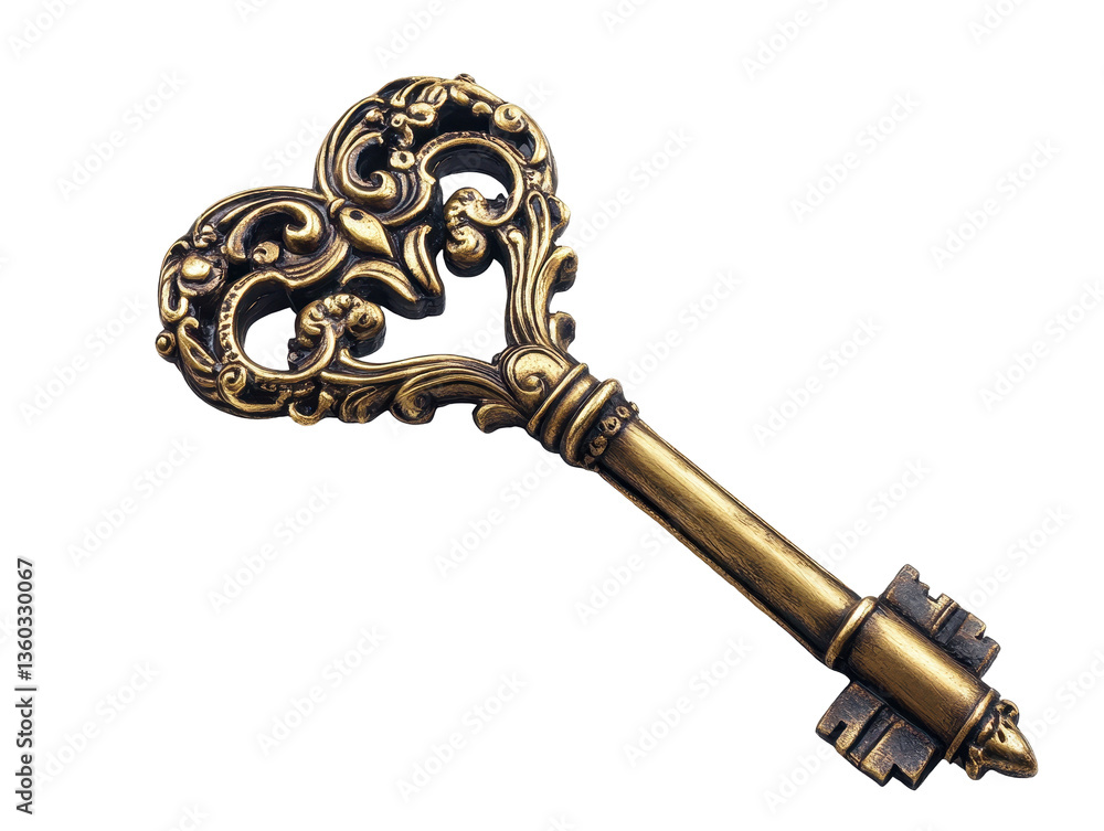 Isolated Ornate Golden Key Isolated Ornate Golden Key
