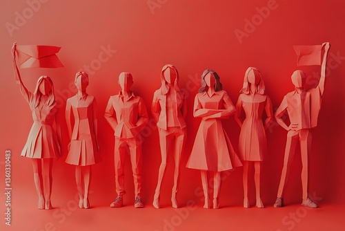 Red Paper Women Activism Illustration Diversity and Inclusion
