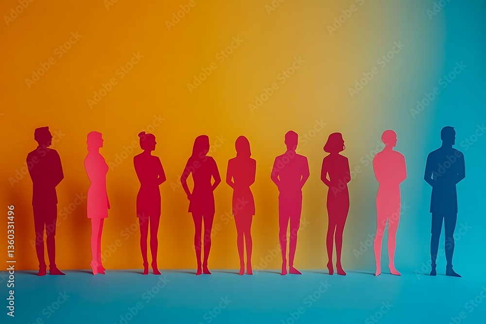 Silhouette Group of People Teamwork Vertical Background Silhouette Group of People Teamwork Vertical Background