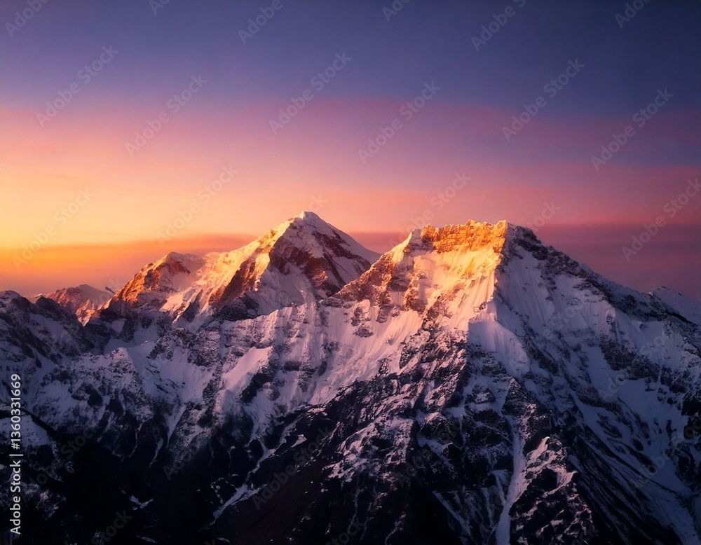 Obraz premium An immense range of mountains covered in snow.