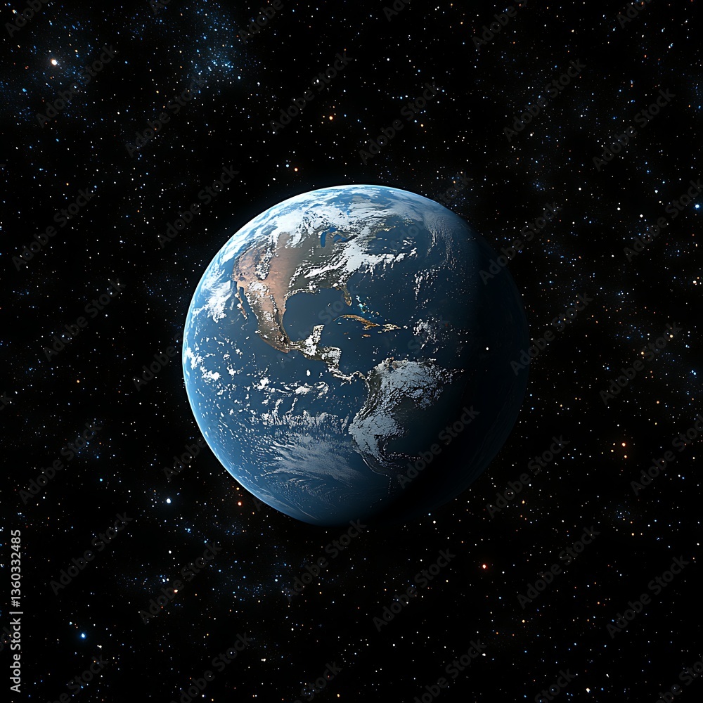 Fototapeta premium Earth from Space with Night Sky.