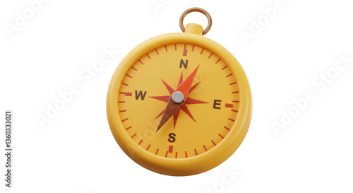 Isolated Golden Compass with Cardinal Directions