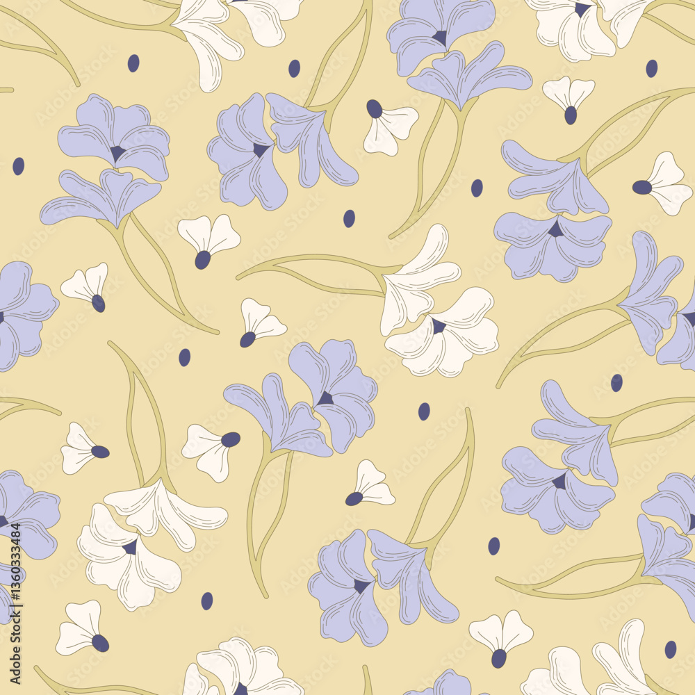 Fototapeta premium Art Nouveau floral pattern. Print with vintage decorative elements. Vector.