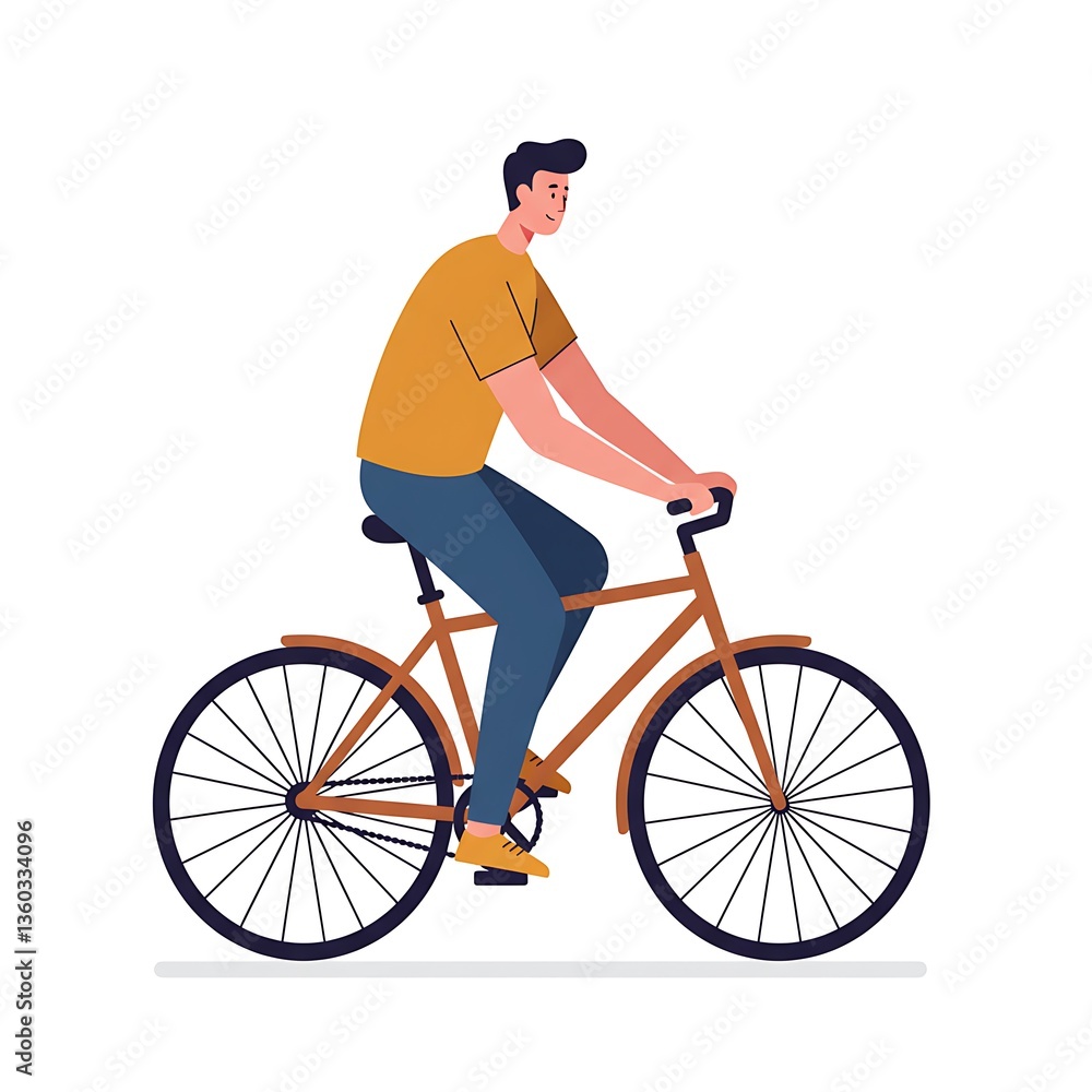 Obraz premium Man riding a bicycle carefully 