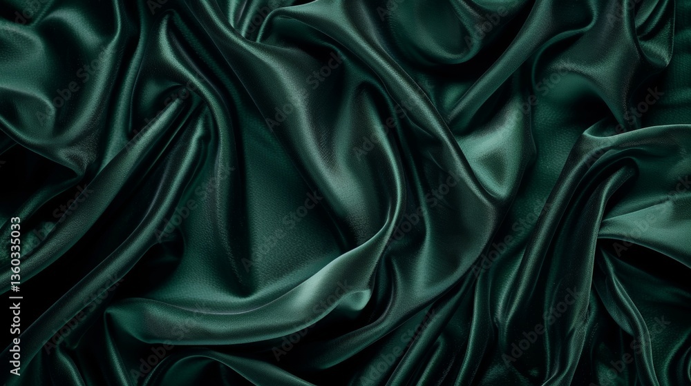 Luxurious dark green velvet fabric with elegant pleats in eastern inspired design Luxurious dark green velvet fabric with elegant pleats in eastern inspired design