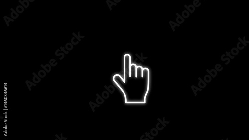 Finger touch gesture animation on the white transparent background black alpha channel included.