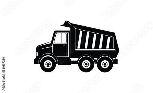 Dump truck vector silhouette, Dump truck silhouette vector isolated 