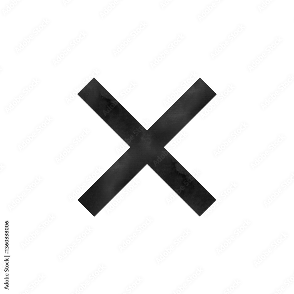 Obraz premium Close Icon with Watercolor Texture