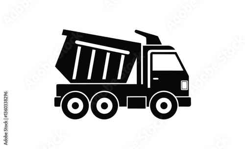 Dump truck vector silhouette, Dump truck silhouette vector isolated 