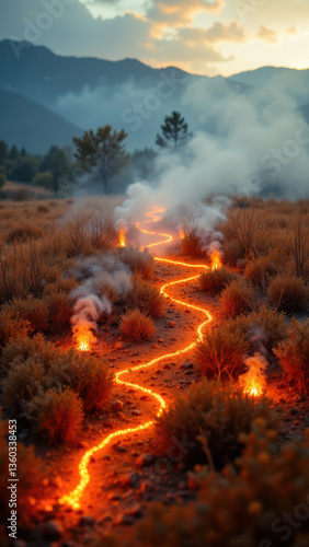 Wallpaper Mural Watch duty during a wildfire with firefighters diligently observing from afar. Torontodigital.ca