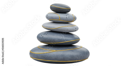 Photography Isolated Spa Stones 3D Render