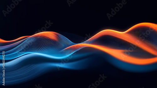Obraz na płótnie Abstract blue and orange waves w salonie