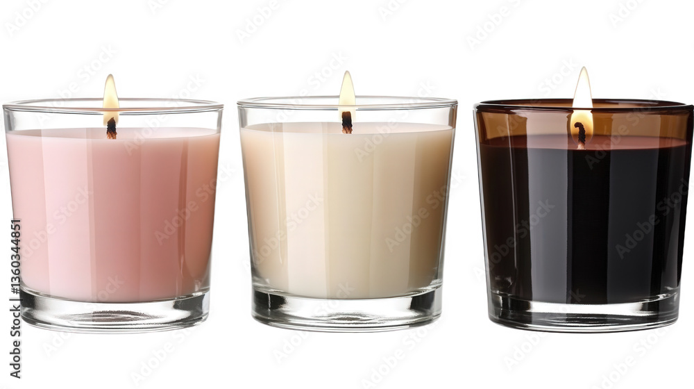 Three Scented Candles in Glass Containers Three Scented Candles in Glass Containers