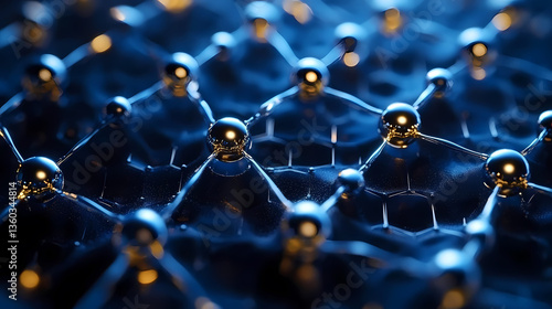 Obraz na płótnie High-tech network structure with golden and silver spheres w salonie