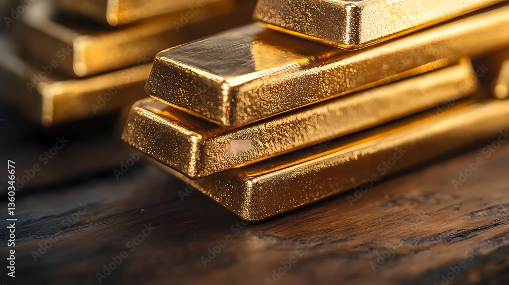 Pile of shiny gold bars