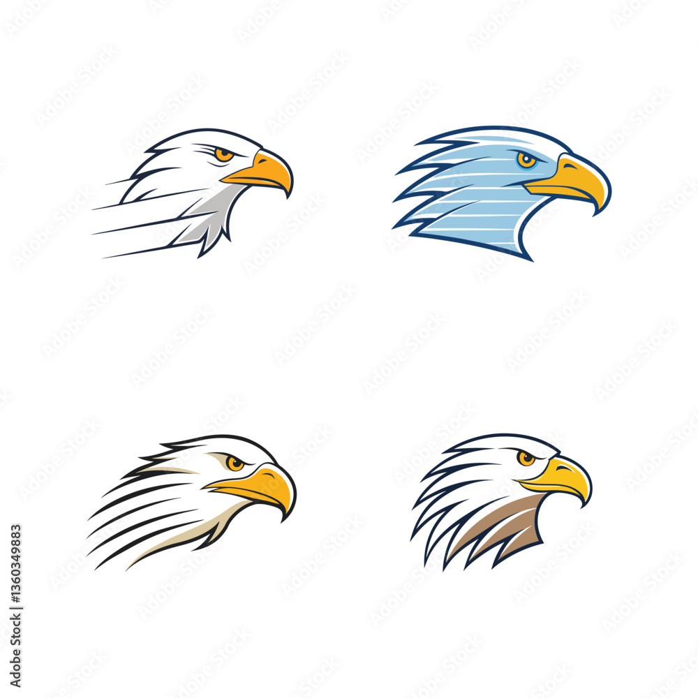 Fototapeta premium an eagle profile with lines suggesting motion set