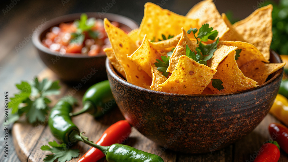 Rustic Ceramic Bowl of Tortilla Chips with Salsa Isolated on Transparent Background for Food Blogs and Restaurant Menus Rustic Ceramic Bowl of Tortilla Chips with Salsa Isolated on Transparent Background for Food Blogs and Restaurant Menus