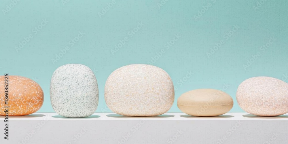 Obraz premium Minimalist Wellness Gradient Pastel Stone Textures Showcasing Holistic Nutrition Supplements in Soft Modern Wellness Content