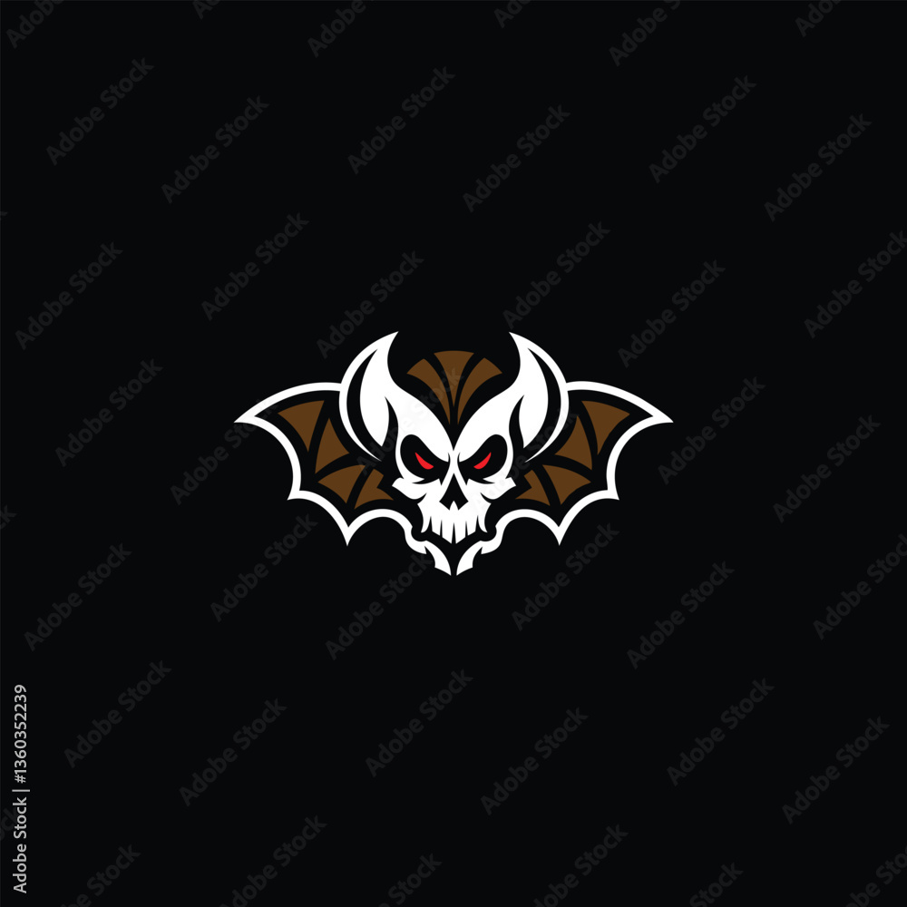 Fototapeta premium Bat Wing Skull Logo