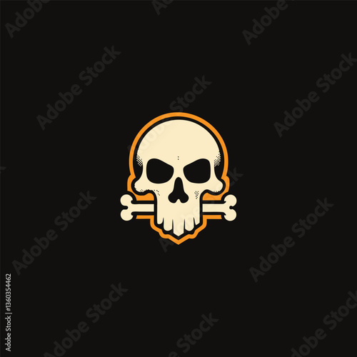 Skull Bone Logo. Bold and Minimalist Skull with Bone Design for Edgy and Strong Branding