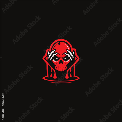 Gruesome Hand and Skull Logo. Dark Horror Emblem with Macabre and Disturbing Design