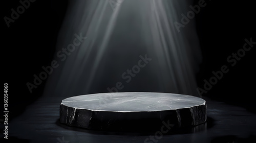 Obraz na płótnie Black circular stone illuminated by light w salonie