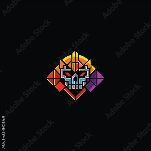 Mecha Skull Robot Logo