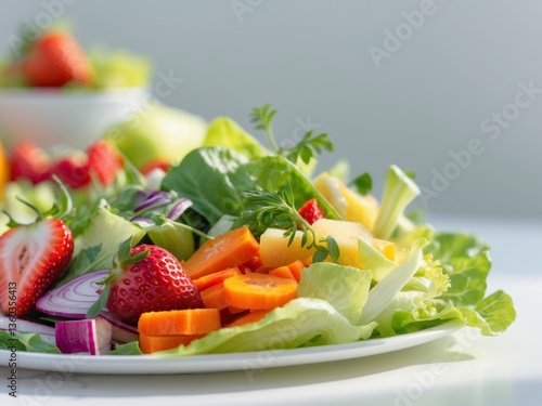 Colorful and Delicious Fruit and Vegetable Salad.