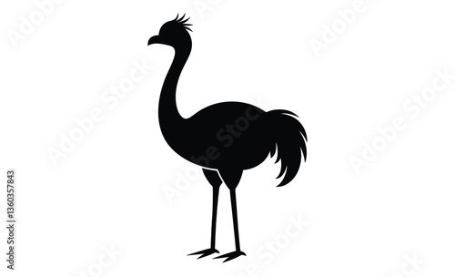Ostrich emu bird silhouette, Emu silhouette vector, ostrich emu bird vector illustration