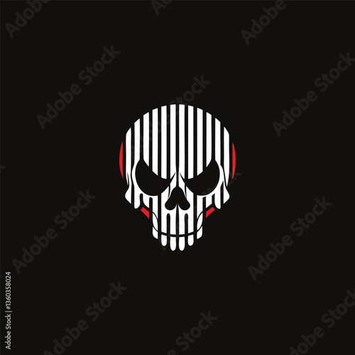 Unique Skull Emblem Logo. Crimson Skull Emblem Logo